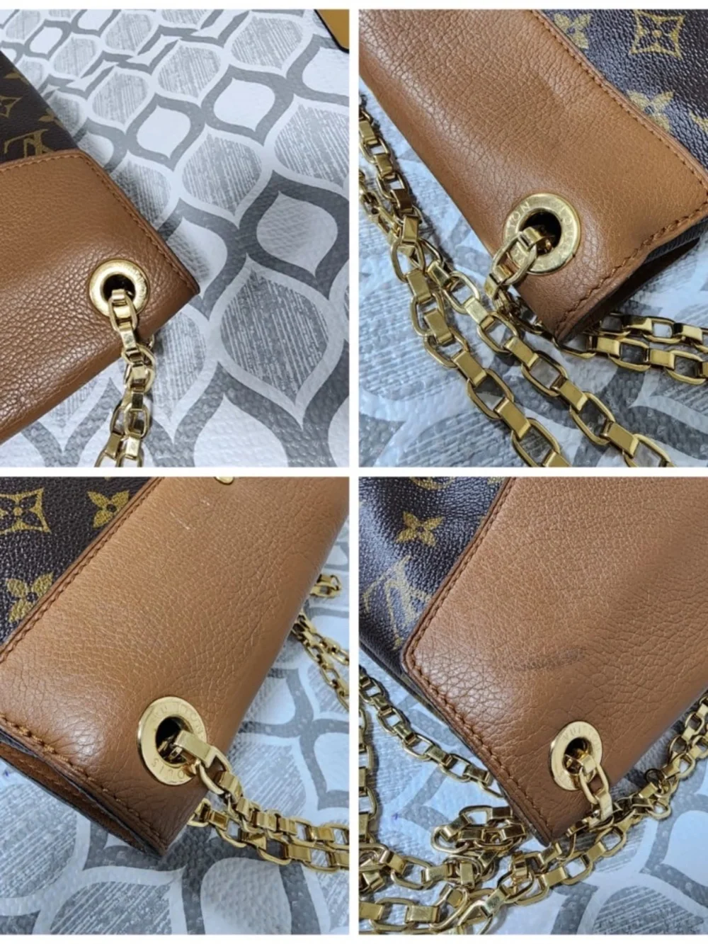 Authentic LOUIS VUITTON Havane Monogram Canvas Pallas Shoulder Bag Brown